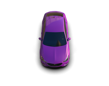 Mor araba beyaz arka planda izole edilmiş. Yan görünüş. 3d illüstrasyon.