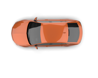 Gri arkaplanda izole edilmiş bir arabanın üst görünümü.