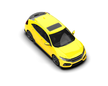 Beyaz arka planda izole edilmiş sarı spor araba 3 d illüstrasyon