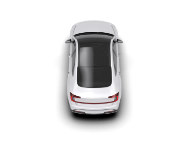 Siyah sırtı olan beyaz bir araba. 3d oluşturma