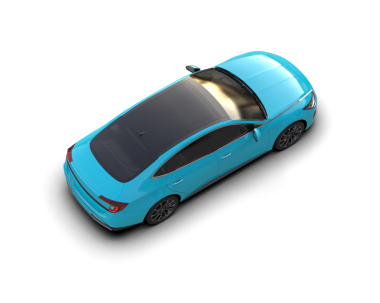 Mavi arabanın 3 boyutlu resmi.