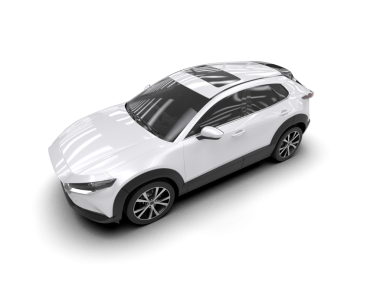 Beyaz arka planda bir araba. 3D görüntüleme - illüstrasyon