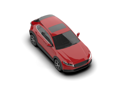 Kırmızı araba beyaz arkaplanda izole edildi. 3 boyutlu görüntüleme