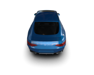 Mavi modern araba beyaz arka planda izole edilmiş, kırpma yolu ve gölgesi var. 3d oluşturma