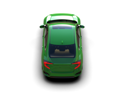 Beyaz izole edilmiş arka planda yeşil bir SUV 'un 3 boyutlu canlandırması
