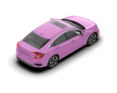 Pembe modern sedan araba beyaz arka planda izole edildi