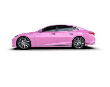 Arkası siyah pembe lüks bir araba.