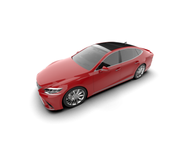 Kırmızı lüks araba beyaz arka planda izole edildi.