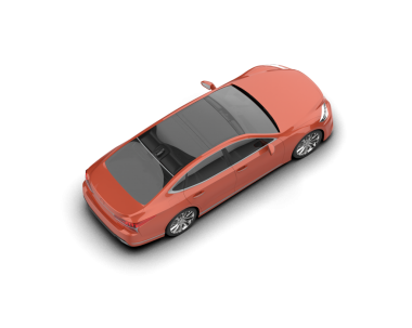 Kırmızı araba beyaz arka planda izole edildi, 3 boyutlu görüntüleme