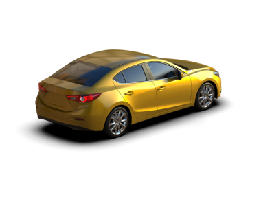 Sarı araba beyaz arka planda izole edildi. 3 boyutlu görüntüleme