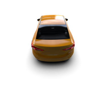 Beyaz arkaplanda izole edilmiş bir arabanın 3 boyutlu görüntülenmesi