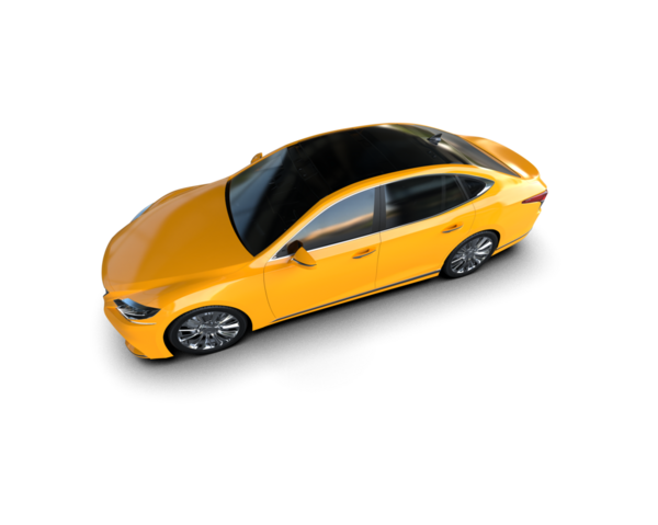 Beyaz arka planda izole edilmiş sarı lüks araba. 3d illüstrasyon