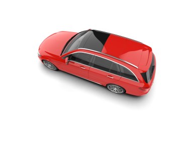 Beyaz arka planda kırmızı bir araba. 3d illüstrasyon.