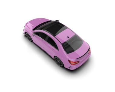 Pembe araba beyaz arka planda izole edildi. 3D görüntüleme.