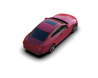 Beyaz arka planda kırmızı bir arabanın 3 boyutlu resmi.