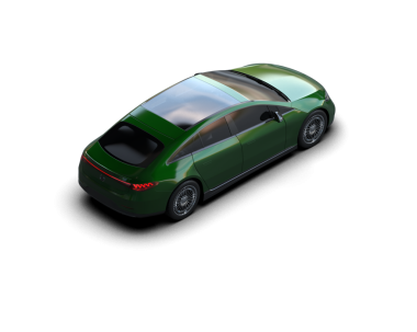 Uzun kuyruklu yeşil spor araba.