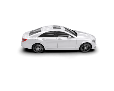 Beyaz arka planda izole edilmiş gerçekçi bir araba. 3d illüstrasyon