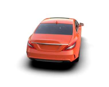 Beyaz arka planda kırmızı araba 3 boyutlu görüntüleme