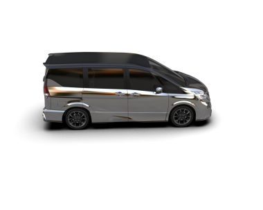 lüks minibüs siyah arka planda.