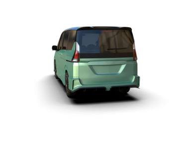 araba yan görünümü siyah arkaplanda 3D görüntüleme