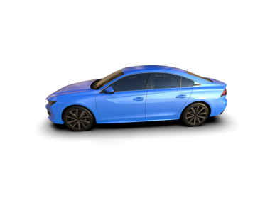 Gri arka planda mavi araba. 3d oluşturma