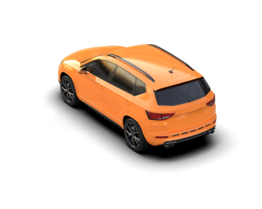 Modern araba arka planda izole edilmiş. 3D görüntüleme - illüstrasyon