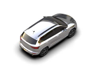 Beyaz arka planda bir araba. 3d illüstrasyon