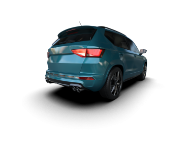 Mavi arka planı olan bir araba. 3D illüstrasyon, 3D canlandırma.