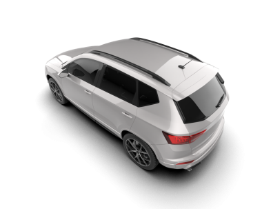 Gri arka planda izole edilmiş modern beyaz araba. 3d oluşturma