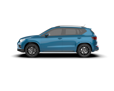 Beyaz arka planda mavi bir SUV. 3d oluşturma