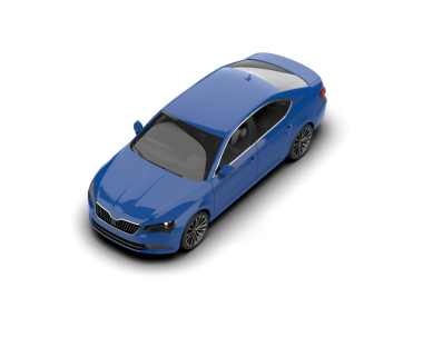 Mavi modern elektrikli araba beyaz arka planda izole edilmiş. 3d illüstrasyon