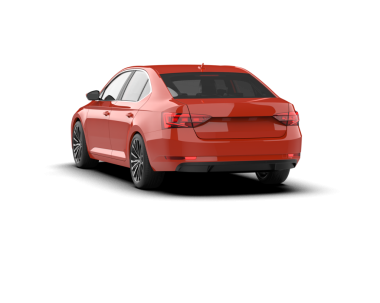 Beyaz arkaplanda kırmızı sedan araba izole edildi - 3 boyutlu illüstrasyon