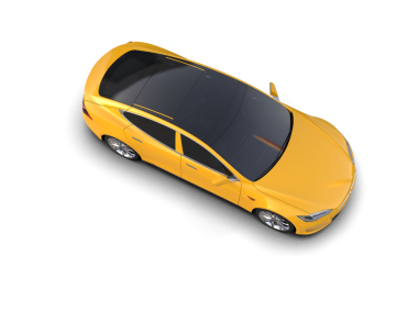 Sarı araba beyaz arkaplanda izole edildi