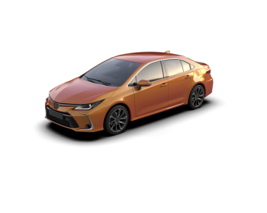 Arkaplanda turuncu bir araba. 3d oluşturma