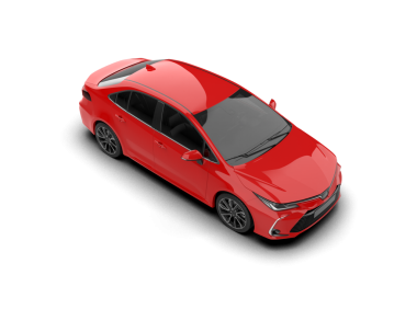 Kırmızı araba beyaz arka planda izole edildi