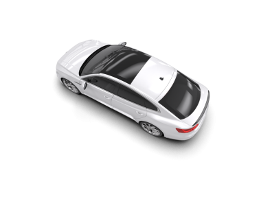 Beyaz arka planda izole edilmiş beyaz araba 3 boyutlu görüntüleme.