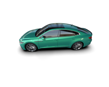 yeşil yüzeye sahip modern araba beyaz arkaplanda izole edildi