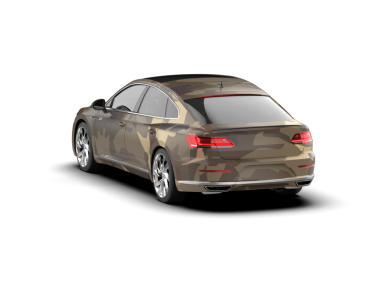 Beyaz arkaplanda izole edilmiş bir arabanın 3 boyutlu görüntüsü