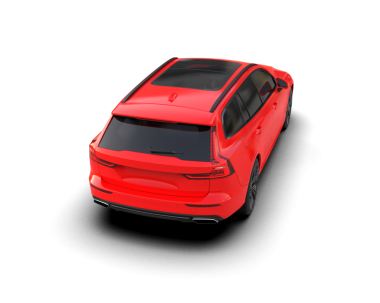 Kırmızı modern araba beyaz arka planda izole edilmiş. 3d oluşturma