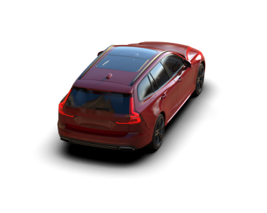 Siyah arka planda kırmızı araba. 3d illüstrasyon