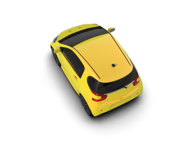 Siyah arka planda sarı araba, gölgeli.