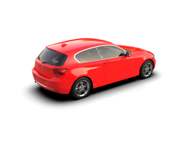 Kırmızı modern sedan. Beyaz arka planda gölgeli. 3d illüstrasyon