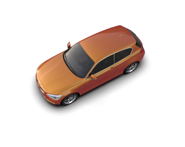 Turuncu araba beyaz arka planda izole edilmiş. 3 Boyutlu Hazırlama