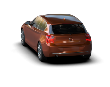 Arka planda lüks bir araba var. 3D görüntüleme - illüstrasyon