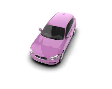 Pembe spor araba beyazda izole edilmiş. 3D illüstrasyon, 3D canlandırma.