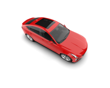 Kırmızı araba beyaz arka planda izole edildi