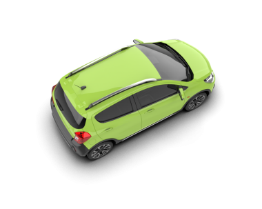 Siyah saplı modern yeşil araba beyaza izole edilmiş. 3d oluşturma