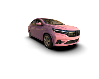 Pembe modern araba beyaz arka planda izole edilmiş..