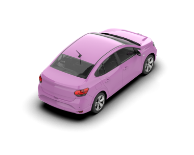 Pembe araba beyaz arka planda izole edildi. 3 boyutlu resimleme