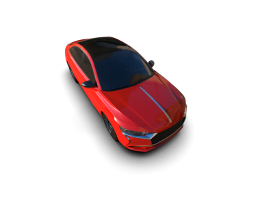 Kırmızı araba siyah arka planda izole edildi. 3 Boyutlu Hazırlama